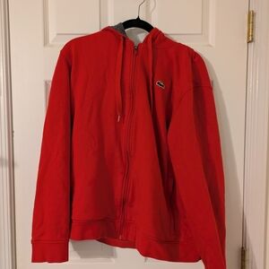 Red Lacoste Zip-Up Hoodie